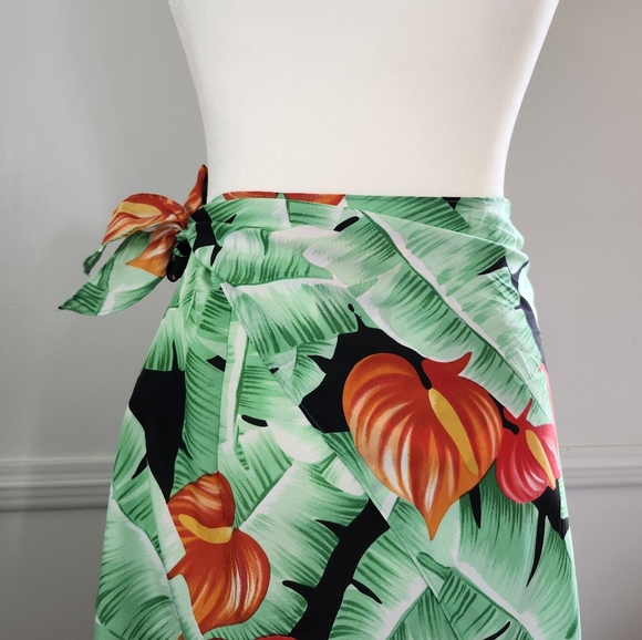 Vintage 90's Hawaiian Tropical Lightweight Statement Wrap Skirt - Picture 7 of 8